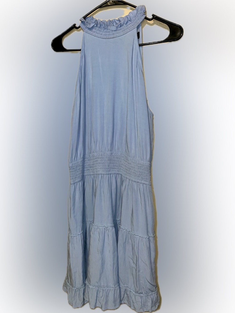 🔥5/$35🔥 Light Blue Boho Halter Tiered Sundress | Size XL - Picture 4 of 11